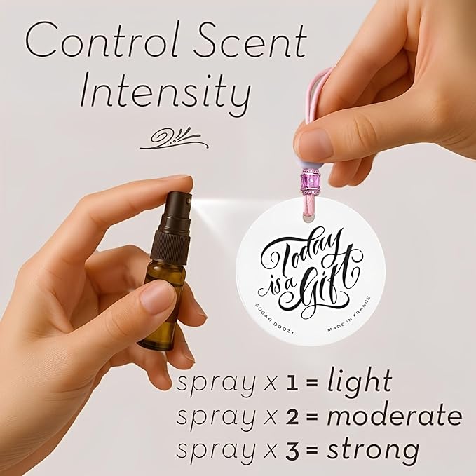 Luxury Car Air Freshener for Women - Refillable & Portable Essential Oil Fragrance Diffuser - Cute Car Accessories & Interior Decor - Mirror Hanging or Vent Clips - Two Hearts Cross Charm, Rose Scent