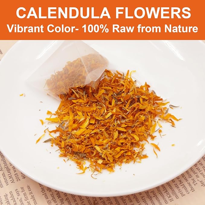 FullChea - Dried Calendula Flowers Tea, 30 Teabags, 1.5g/bag - Premium Calendula Tea For Skin Health & Support Wellness - Non-GMO - Caffeine-free - Natural Calendula Herbs