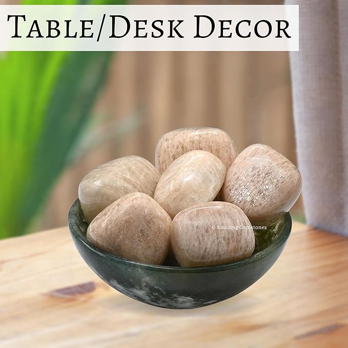 Amazing Gemstone Cream Moonstone Crystals and Healing Stones Tumbled - 1 oz Cream Moonstone Stone,Natural Healing Stones for Energy Balance,Stress Relief - Premium Polished Gems Rocks for Meditation