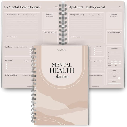 Mental Health Journal Planner | Daily Gratitude, Self Care, Intentions, Affirmations and Nutrition (Lux, A5 Ring Bound)