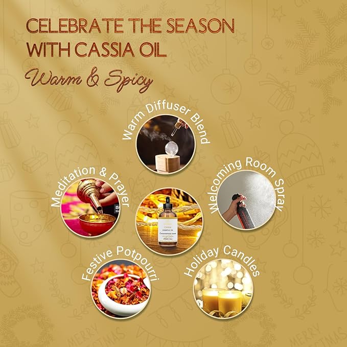 Cassia Cinnamon Bark Essential Oil for Body, Massage, Room Spray, Diffuser, DIY Home Crafts- 4 Oz