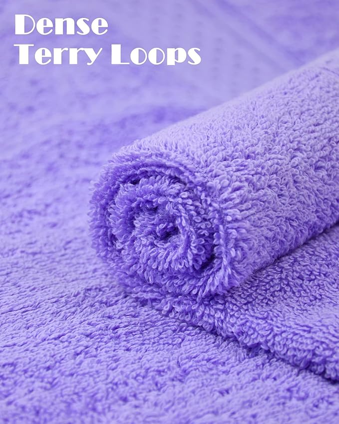 Cleanbear Wash Cloths Cotton Facecloths, Large Face Cloths 6 Ultra-Soft Washcloths for Bathroom and Guestroom, Fade-Resistant Face Towels 13 by 13 Inches (Lavender)