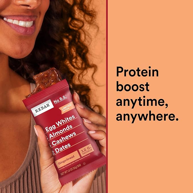 RXBAR Protein Bars, Protein Snack, Snack Bars, Gingerbread, 22oz Box (12 Count)