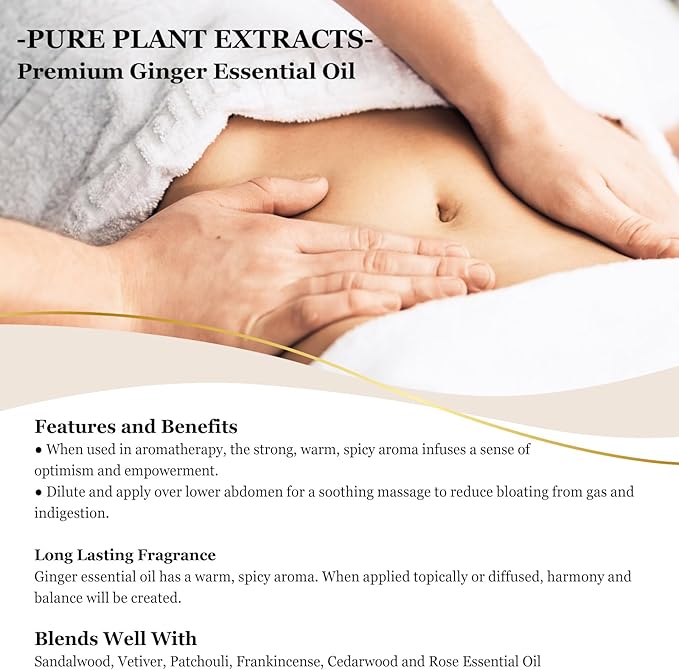 EUQEE Ginger Essential Oil 118mL Pure Ginger Oil, Large Bottle Premium Essential Oil with Glass Dropper for Diffuser, Candle Making, DIY Soap - 4fl. oz