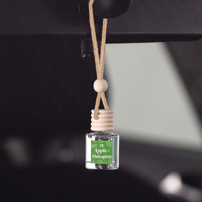 CANDECraftCo Car Air Hanging Fragrance Oil, Car Auto Freshener for Essential Oils, Scents Fragrance Aromatherapy Automobile Diffuser, Long Lasting (Apple + Mahogany)