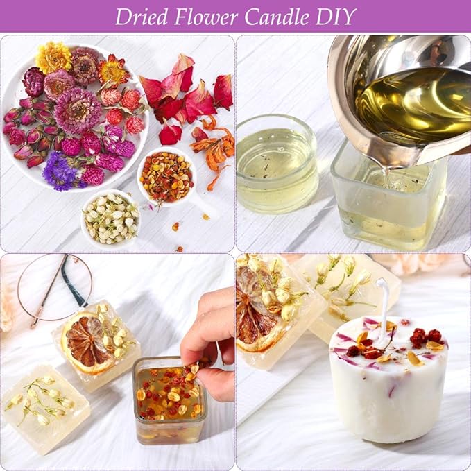 Dried Flowers, 21 Bags 100% Natural Dry Flower Herbs Kit for Soap, DIY Candle, Bath, Resin Jewelry Making Include Lavender, Don't Forget Me, Lily, Rose Petals, Jasmine and More