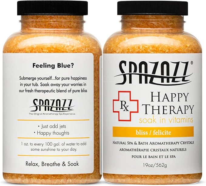Spazazz Hot Tub Aromatherapy Bath Salt Crystals 2 Pack- Happy and Naked Therapy 19 oz Jars Plus a Spazazz Rubber Duck- Relaxing Hot Tub Aromatherapy Bath Salts- Safe for All Spa and Hot Tub Equipment