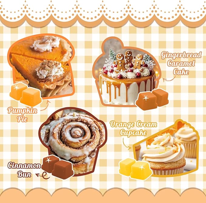 Bakery Wax Melts, 8 Pack Scented Wax Cubes, Soy Wax Cubes Strong Scent, Wax Melts Tarts for Warmer - Vanilla Almond Biscuit, Toasted Coconut, Frosted Donut and More, Colored Wax Melt Gift Set