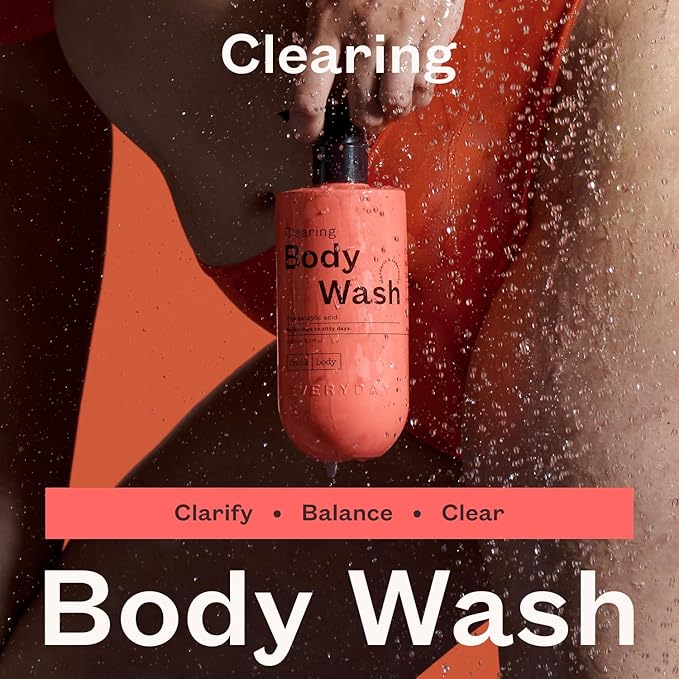 frank body Clearing Body Wash | Vegan & Cruelty Free | With Salicylic Acid for Removing Stubborn Dead Skin, Excess Oil, Black & White Heads| Mandarin & Cedarwood Scent | (360mL / 12.17 fl oz)