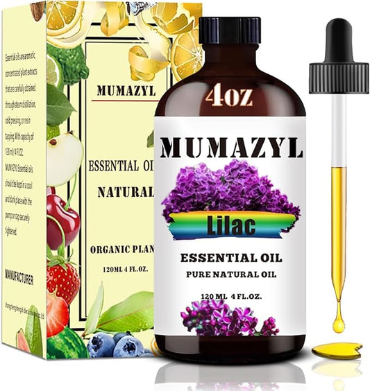 Lilac Essential Oil, Lilac Oil 4 Fl Oz 120ML for Diffuser Humidifier Yoga Cleaning DIY Candle Soap Making Essential Oils