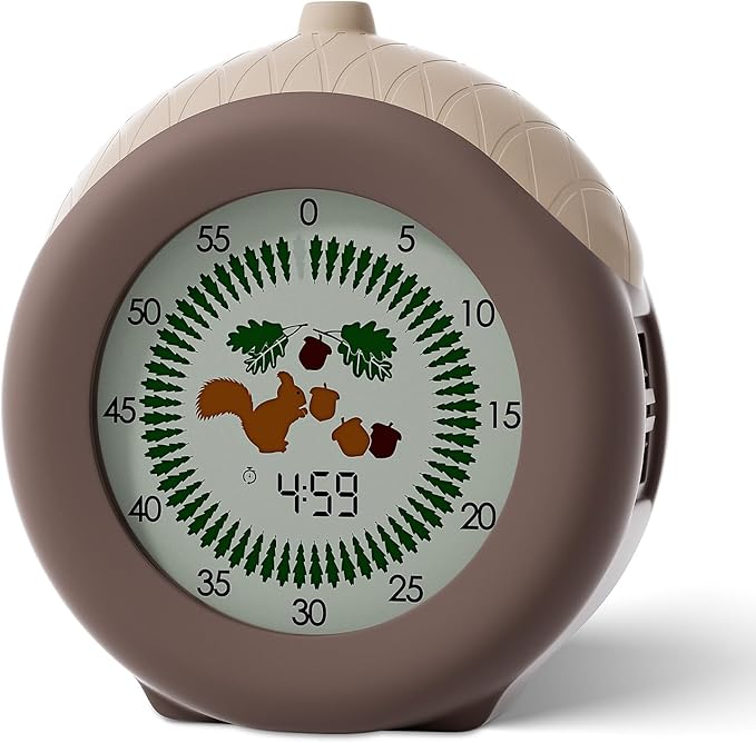 Digital Visual Timer for Kids with Protective Case, Hazelnut Theme 299 Minute Cute Squirrel Timer for Classroom Office Kitchen, Time Management Tools for ADHD Children