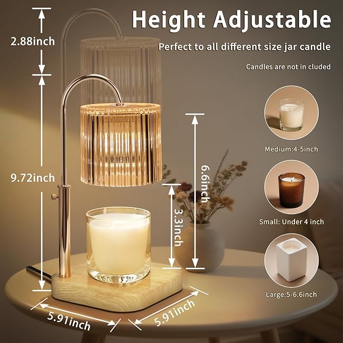 Candle Lamp Warmer with Timer,Candle Melter,Mothers Day Gifts for Daughter, Birthday Gifts for Women,20 Gears Rotary Dimming with 2 Bulbs