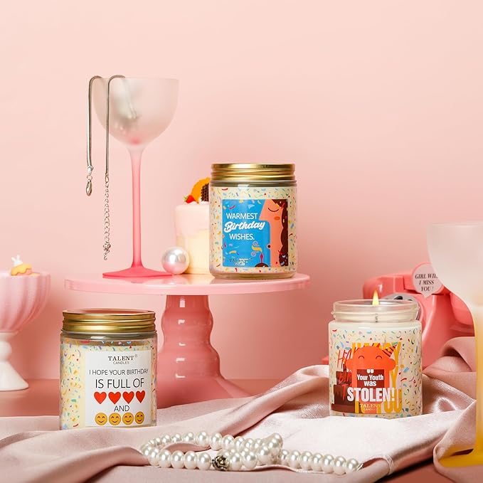 Happy Birthday Candle| Birthday Gifts for Women Girls Best Friend | Birthday Candles Gifts Ideas | Pear & White Jasmine Scented Candles