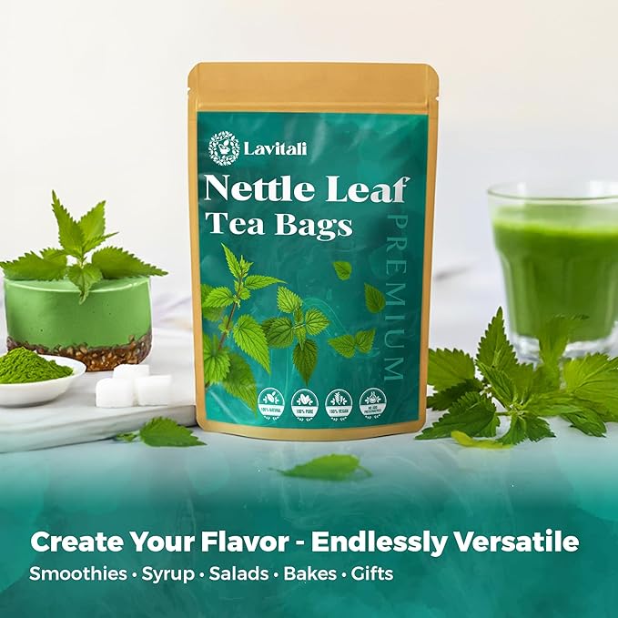 Lavitali, Nettle Leaves Tea Bags | 120 bags, 100% Pure Herbal Tea | Caffeine-Free, Mineral-Rich, Eco-Friendly Filter Bags | Daily Natural Botanical, Hot or Iced Herbal Infusion