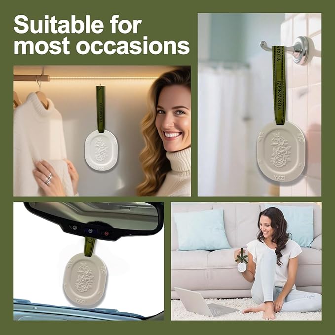 Essential Oil Diffuser, 3pcs Plaster Passive Essential Oil Diffuser for Armoire, Cars, Bathroom Etc. Non-Electric, Battery-Free, Improves Sleep, and Relieves Stress, Sage Green