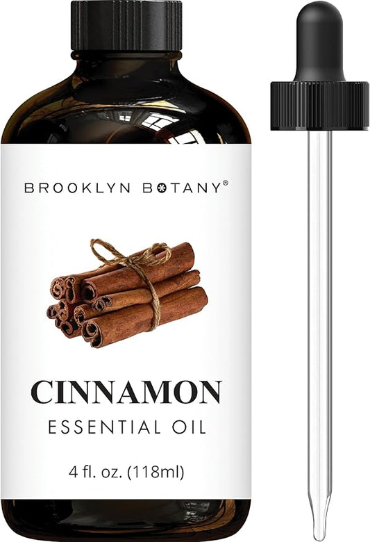 Brooklyn Botany Cinnamon Essential Oil - Huge 4 Fl Oz - 100% Pure and Natural - Premium Grade with Dropper - for Aromatherapy and Diffuser