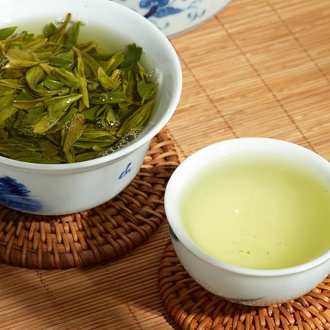 ChaWuWarmSun [B] LongJing Green Tea,3.5oz/100g,Chinese Dragon Well Green Tea Loose Leaf