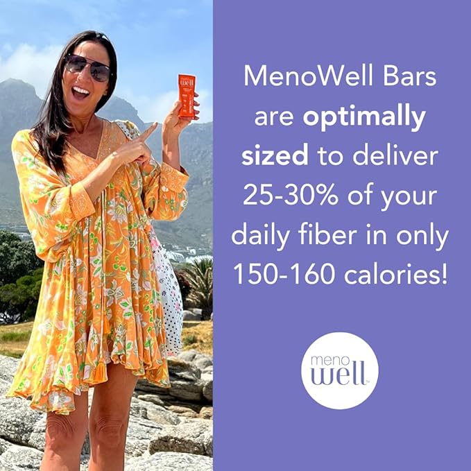 MenoWell Menopause and Perimenopause Protein Bars for Women, Weight Management Support, Peanut Butter Chocolate, 25% Daily Fiber, Prebiotic, Plant-Based, 7g of Protein, 3g Added Sugar, 10 Count (Pack of 1)