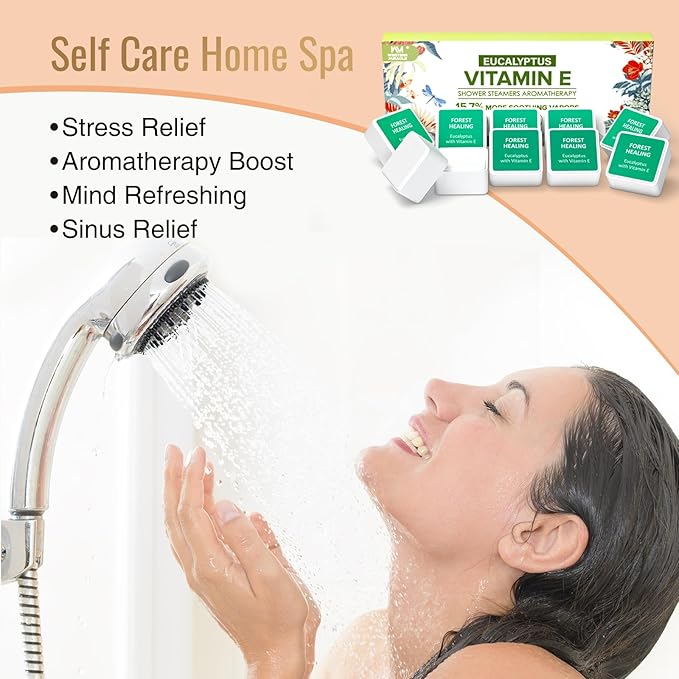 Shower Steamers Aromatherapy - 10 Pack Shower Bombs Birthday Gifts for Women, Men, Mom, Organic with Eucalyptus, Eucalyptus for Shower, Nasal Relief, Stress Relief, Spa Gifts for Women