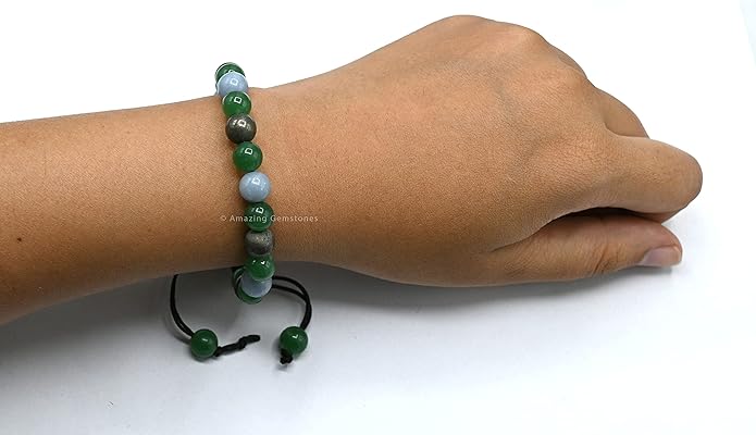 Natural Healing Crystal Bracelet for Women - Mens Bracelet Energy Balancing Gemstones Set - Adjustable Stone Bead Bracelet for Men and Women - Chakra Crystal Therapy Accessory, Meditation