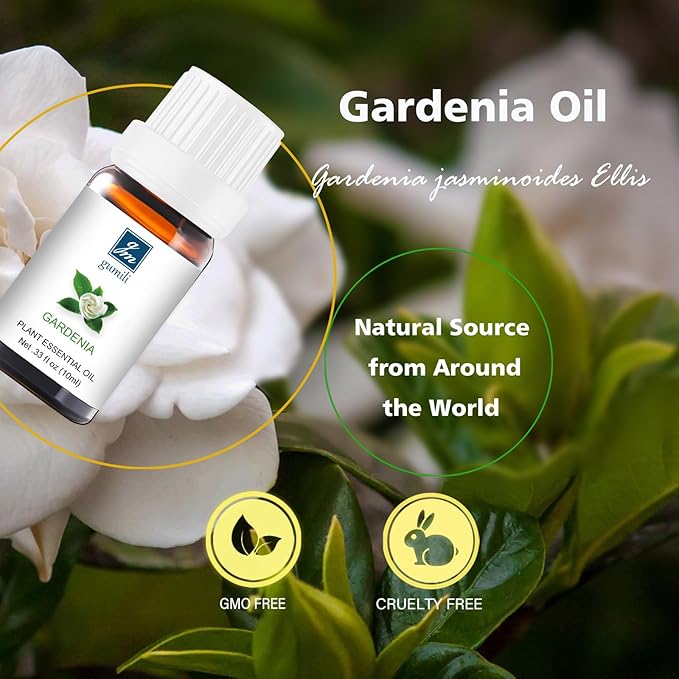 Gardenia Essential Oil - Pure Natural Fragrance for Aromatherapy, Perfume Making, Candles, Soap, Room Spray, Diffuser Blends - Organic, 10mL Undiluted