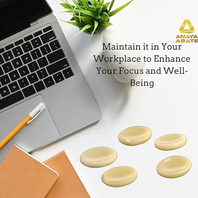 Yellow Aventurine Worry Stones – Crystal Thumb Worry Stone for Anguish, Stress – Relaxing and Soothing Balance Stones for Meditation, Stress Relief – Healing Stones and Crystals for Men & Women