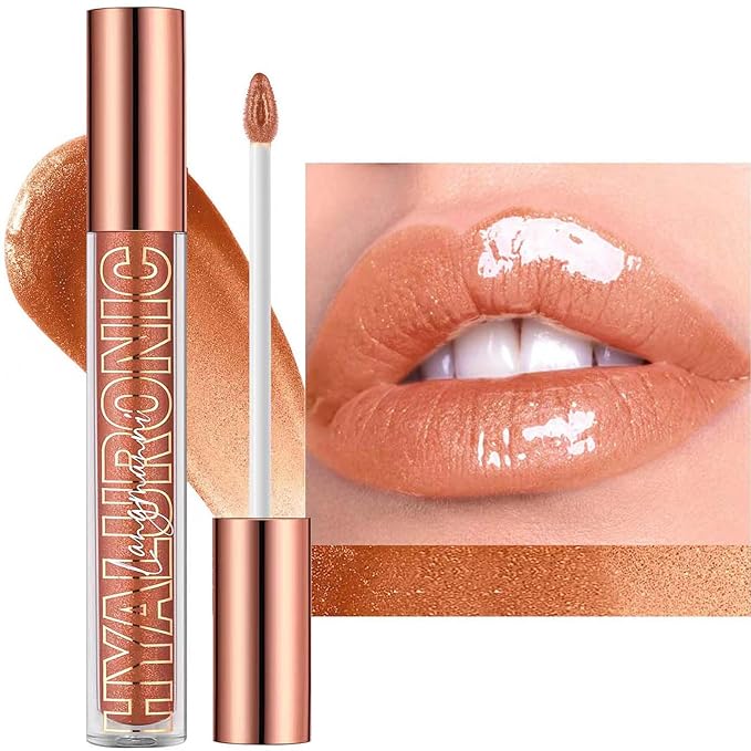 Honey Lip Gloss Plumper Gloss Tinted Glitter Lipgloss Lip oil Moisturizing High Shine Vegan Plumping Lip Gloss For Women Long-Lasting Dry Lip Care