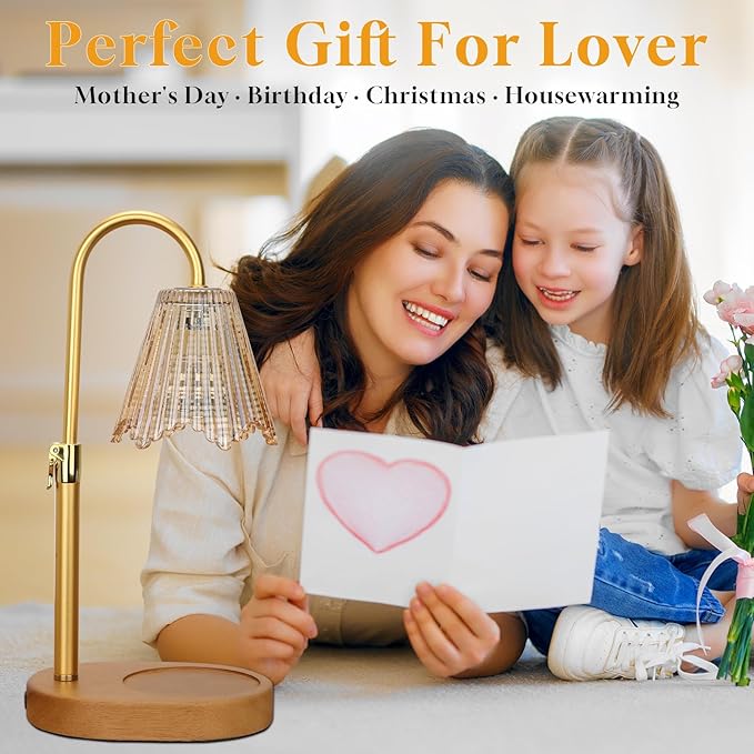 Candle Warmer Lamp with Timer Dimmer, Candle Lamp Warmer Height Adjustable, Birthday Gifts for Women Mom, Housewarming Gifts New Home Decor