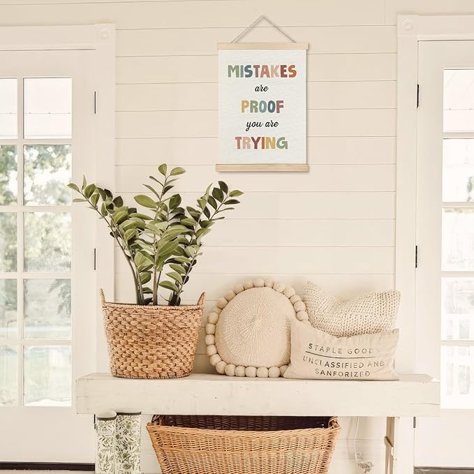 Exqcom Boho Classroom Inspirational Wall Art Poster, Mistakes Are Proof That You Are Trying Mental Health Growth Mindset Posters for Classroom Therapy Counselor Office, 12x16 Inches