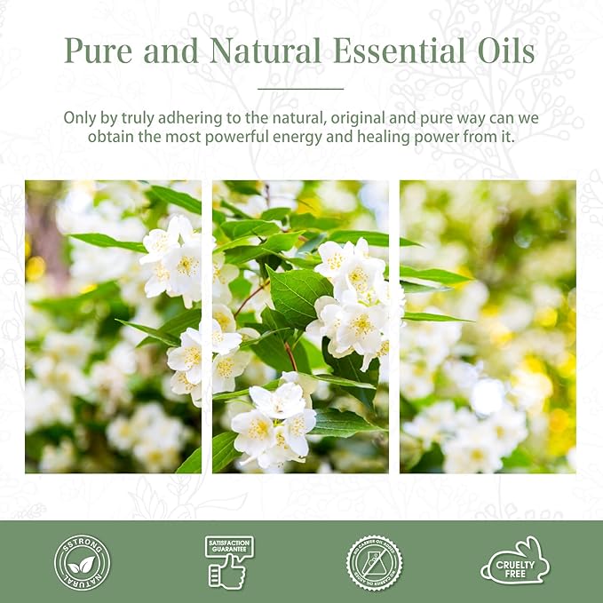 Jasmine Essential Oil 1.01fl.oz/30ml, PHATOIL Jasmine Oils Long Lasting Scents for Aromatherapy, Diffuser, DIY Soap and Candle Making