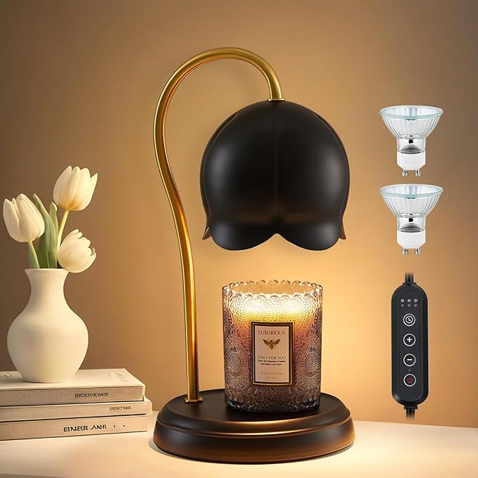 Candle Warmer Lamp Black, Dimmable Scented Wax Melt Warmer with Timer, Lamp Candle Warmer for Womens Gifts, Housewarming Gifts for Home Bedroom Decor, Xmas Birthday Gifts for Mom