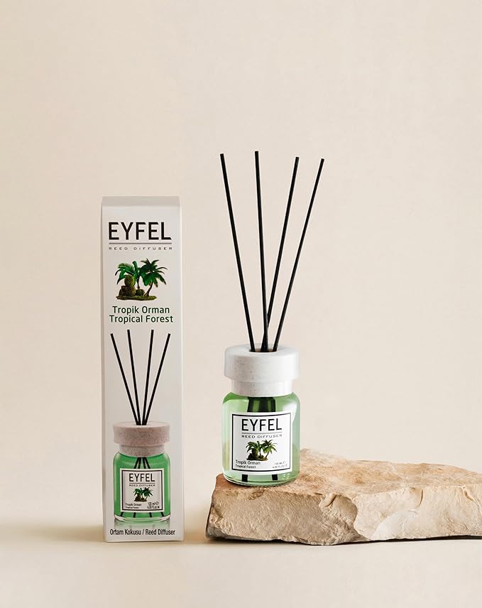 EYFEL Reed Diffusers for Home – Tropical Forest Reed Diffuser Set 4.05 fl oz Oil Diffuser Sticks, Bathroom Diffuser, Home Fragrances, Scented Sticks, Home Decor