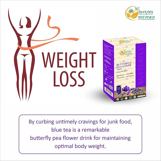 Herbs Botanica Dried Butterfly Pea Flowers For Tea Premium Herbal Tea 100% Clitoria Ternatea Flower Non Toxic, Vegan, Caffiene Free, GMO Free 5.3 oz / 150 gm
