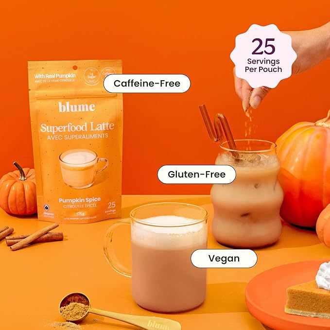 Blume Pumpkin Spice Latte - Superfoods Powdered Latte - Syrup free, Organic & Vegan Latte - 25 Servings (125g)