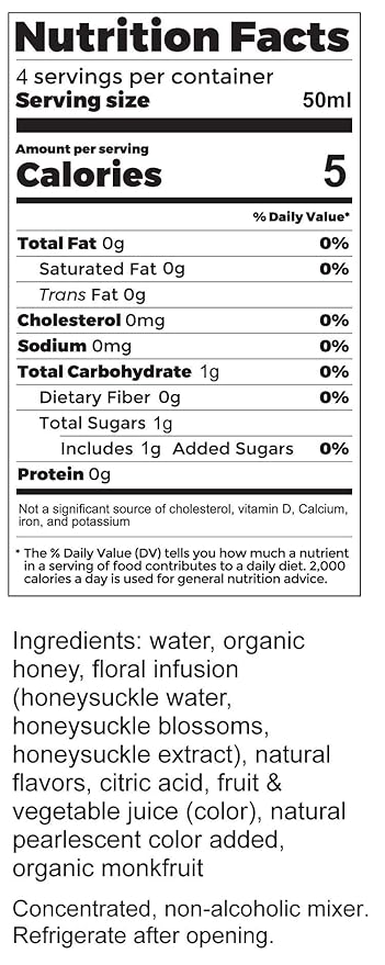 Jardin Honeysuckle 7 Pack Infused Syrup - Sugar-Free Cocktail Mixer - Spirit Enhancer for Cocktails & Mocktails - Aromatic & Floral Drink Glitter - For Events, Parties, Wedding Favors -(6.76oz)