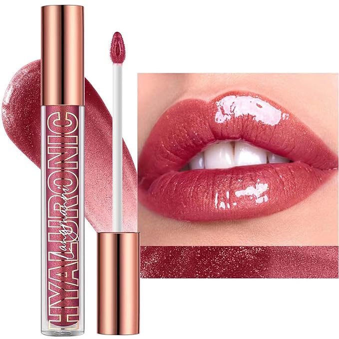 jelly Red Lip Gloss Lip Plumper Gloss Tinted Glitter Lipgloss Lip Oil Teens Moisturizing High Shine And Vegan Plumping Lip Gloss For Women Girls Long-Lasting Dry Lip Care (04# jelly Red)