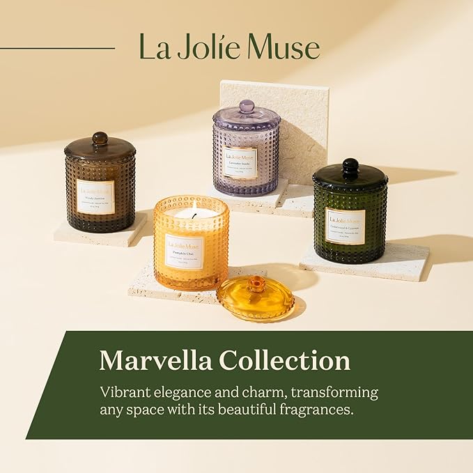 LA JOLIE MUSE Woody Jasmine Candles for Home Scented, Luxury Candles Gifts for Women, Mother's Day Gift, Natural Soy Wax, 75 Hours 10 OZ