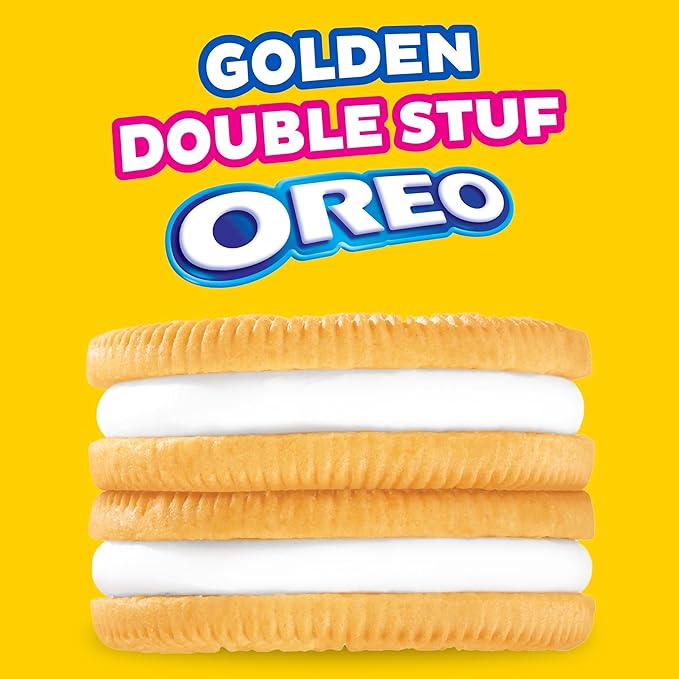 OREO Double Stuf Golden Sandwich Cookies, King Size, 12 Snack Packs (8 Cookies Per Pack)