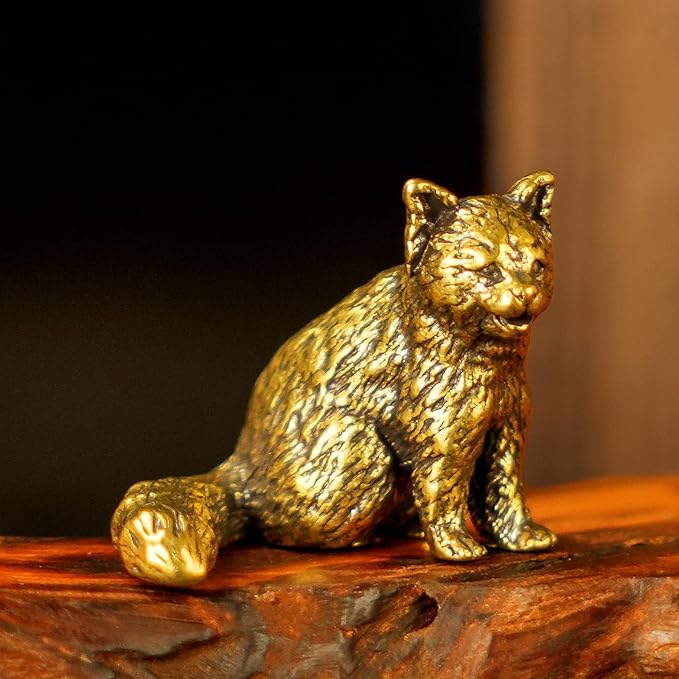 100% Solid Brass Red Panda Sculpture - Handcrafted Laughing Pose Animal Statue, Vintage Desk & Shelf Decor for Office or Home, Unique Collectible Gift for Nature Lovers & Wildlife Enthusiasts