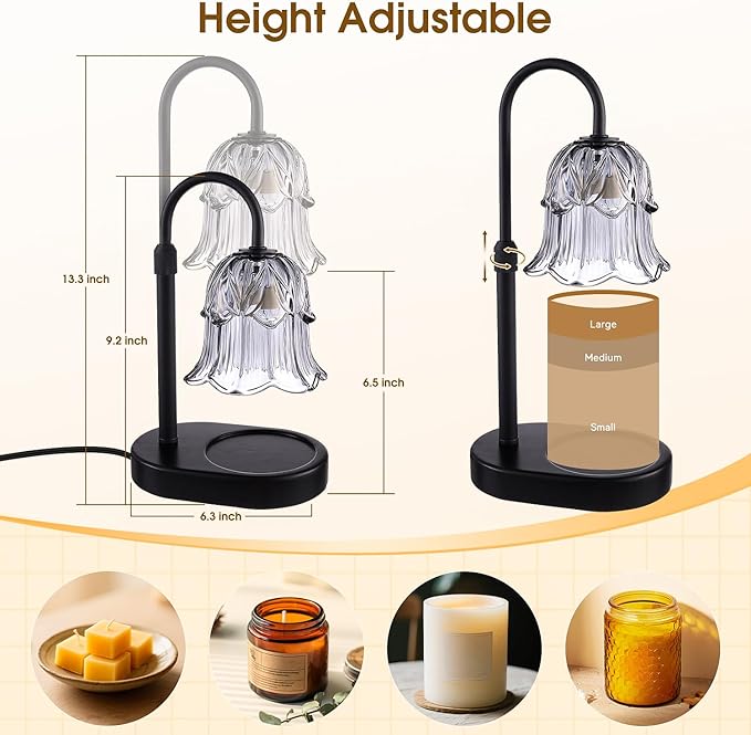 Candle Warmer Lamp Adjustable Timer Electric－ Gray Flower Shaped Wax Melting Lamp