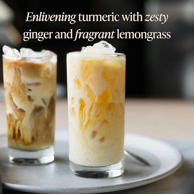 Rishi Tea Turmeric Ginger Chai Latte - Organic Herbal Tea Concentrate with Ginger - Easy-to-Serve Hot or Iced, Caffeine Free - 32 Fl Oz (Pack of 12)