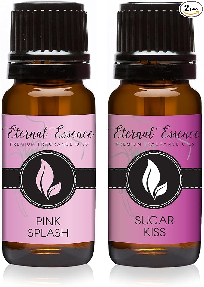Eternal Essence Oils 2 Pack 10ml Premium Fragrance Oil - Pink Splash & Sugar Kiss - for Candle, Soap Making, Aromatherapy, Diffusers, Home Care, & Humidifiers