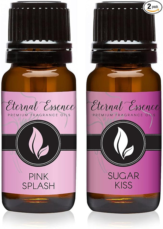 Eternal Essence Oils 2 Pack 10ml Premium Fragrance Oil - Pink Splash & Sugar Kiss - for Candle, Soap Making, Aromatherapy, Diffusers, Home Care, & Humidifiers