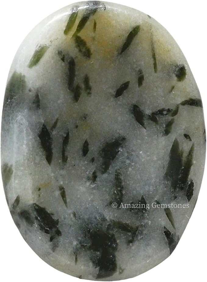 Amazing Gemstone Green Tourmaline in Quartz Worry Stone Crystals and Healing Stones - Worry Stones for Stress Relief Gift - Piedra Crystal Fidget for Meditation - Stocking Stuffers and Birthday Gift