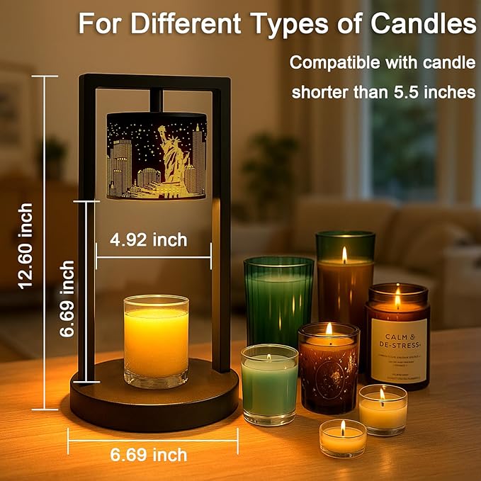 Candle Warmer Lamp with Timer Wax Melt Warmer for Scented Jar Candles Candle Lamp Warmer Gifts for Mom, House Warming Gifts New Home Office Dorm Room Fall Decor (Statue of Liberty)