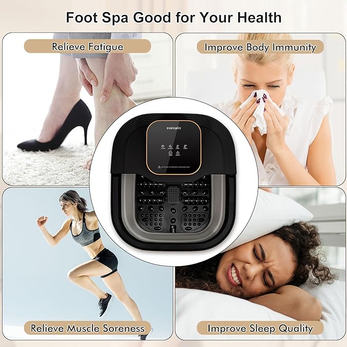 Collapsible Foot Spa Bath with Heat and Massage Roller, Bubble, Temperature Control, Remote Control, Foot Pedicure Kit, Pedicure Foot Spa