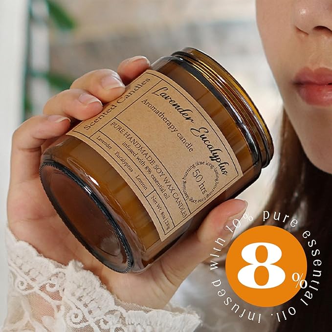 Lavender Eucalyptus Candles for Home Scented - Aromatherapy Candles for Women Relaxation Anxiety Stress Relief Claming Candles Gifts for Birthday Christmas Soy Wax Candle (2pk | 16oz)