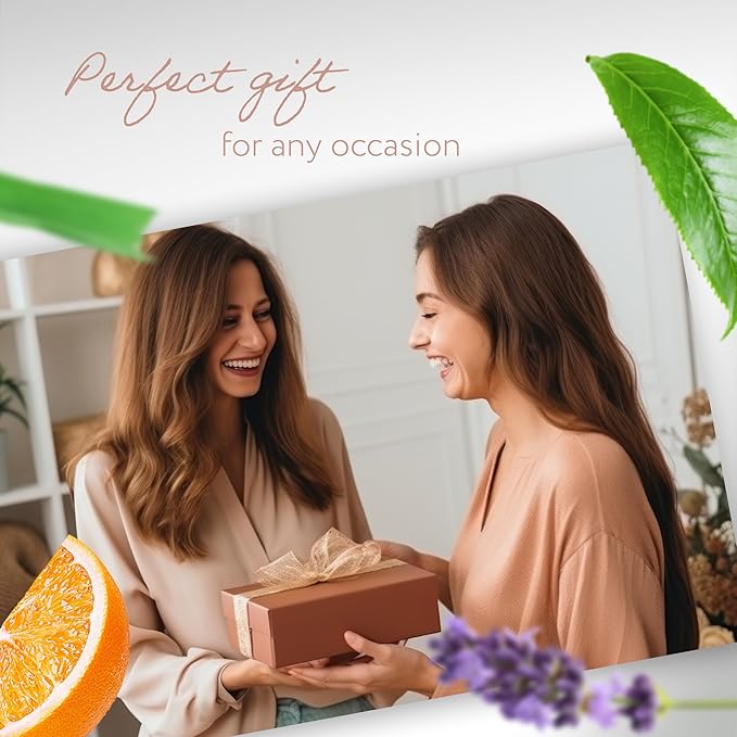 HBNO Essential Oils Set (10ml) - Top 6 Essential Oils. Ideal for Aromatherapy, Soap Making, and Skincare and More - Lavender, Eucalyptus, Tea Tree, Peppermint, Orange, Lemongrass