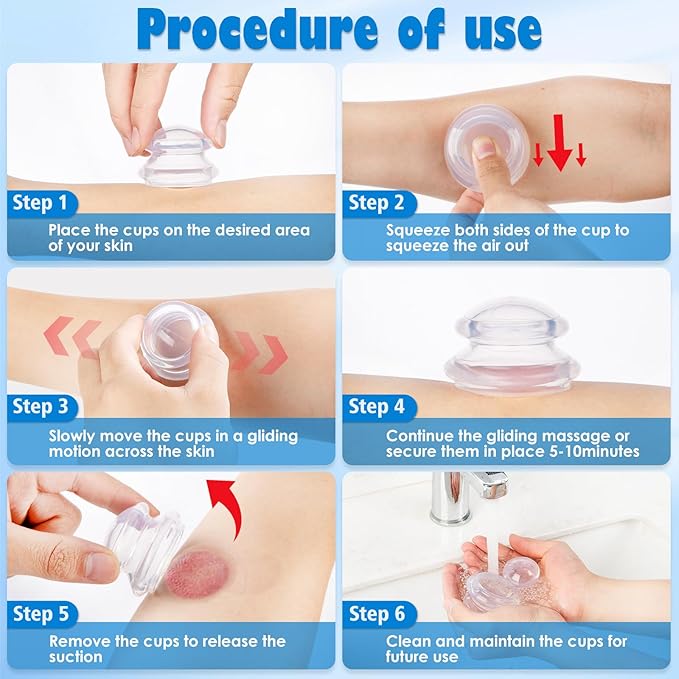 7pcs Cupping Therapy Set-Professional Silicone Cupping, Suitable for Facial Body Massage/Deep Myofascial Release/Pain Relief/Muscle Relaxation & More (Clear,7pcs)