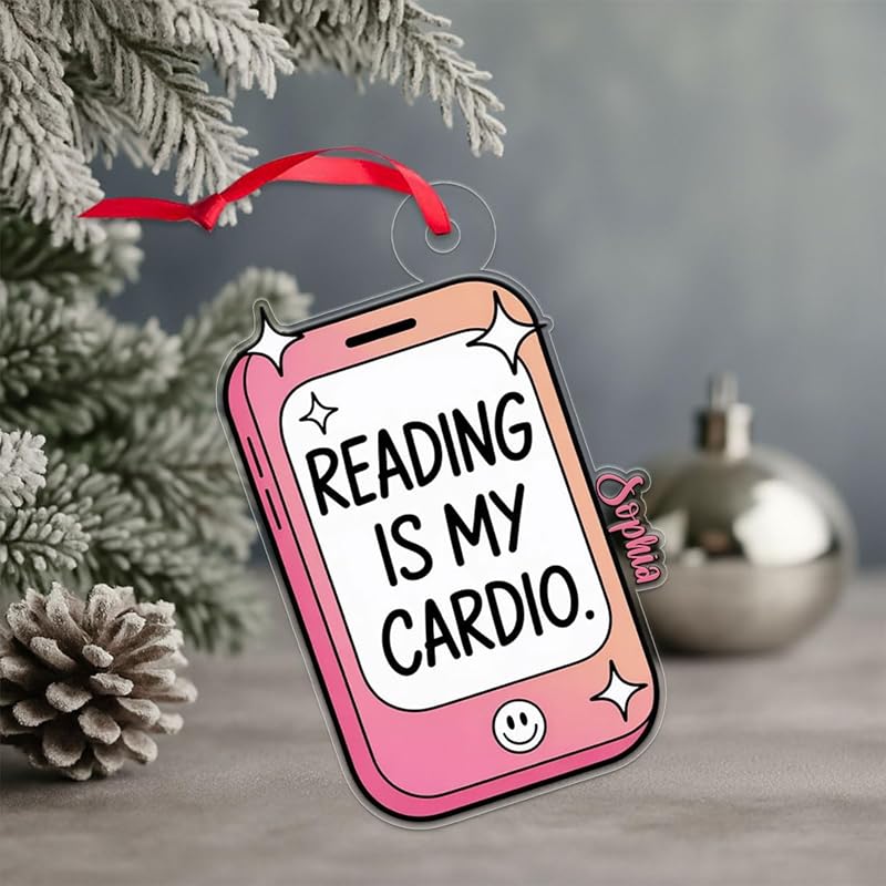 Funny Reading Is My Cardio Kindle Ornament, Personalized Bookworm Christmas Ornament, Custom Holiday Keepsake, Gift for Book Lovers Acrylic Ornament – Personalized Christmas Tree